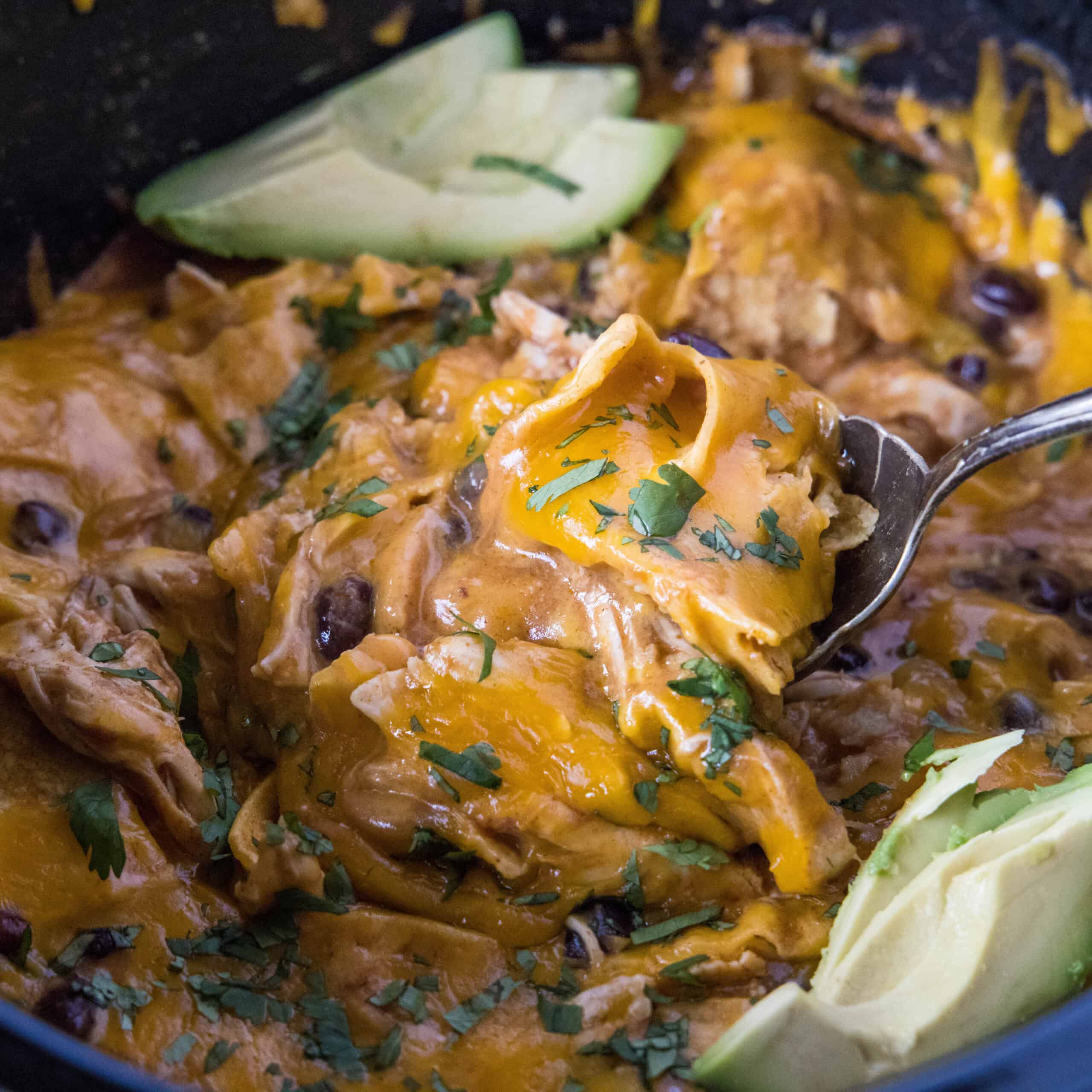 Crockpot Chicken Enchilada Casserole