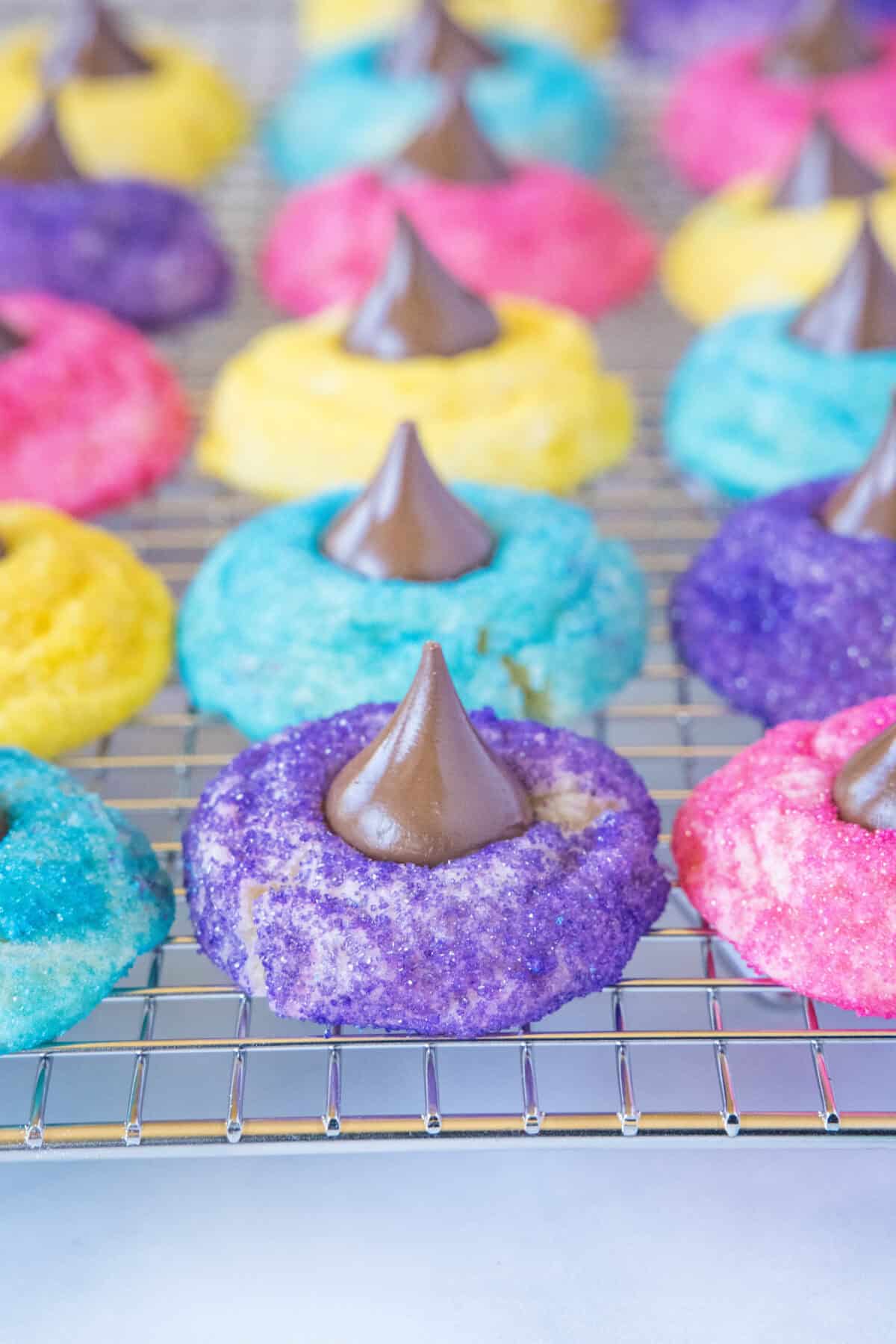 easter blossom cookies on wire rack