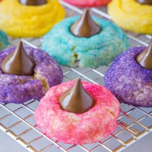 close up easter blossom cookies on cooling rack