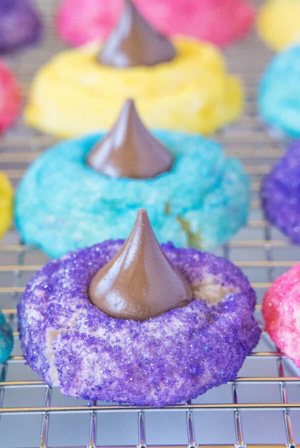 close up easter blossom cookies on wire rack