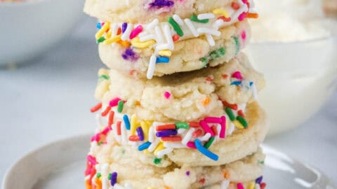 close up funfett sandwich cookies stacked