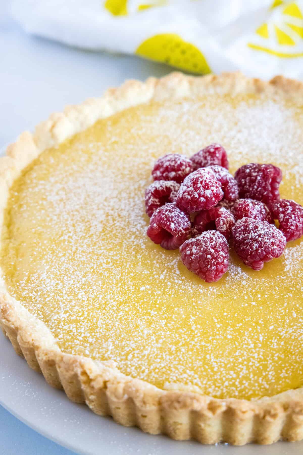 lemon tart dusted with powdered sugar