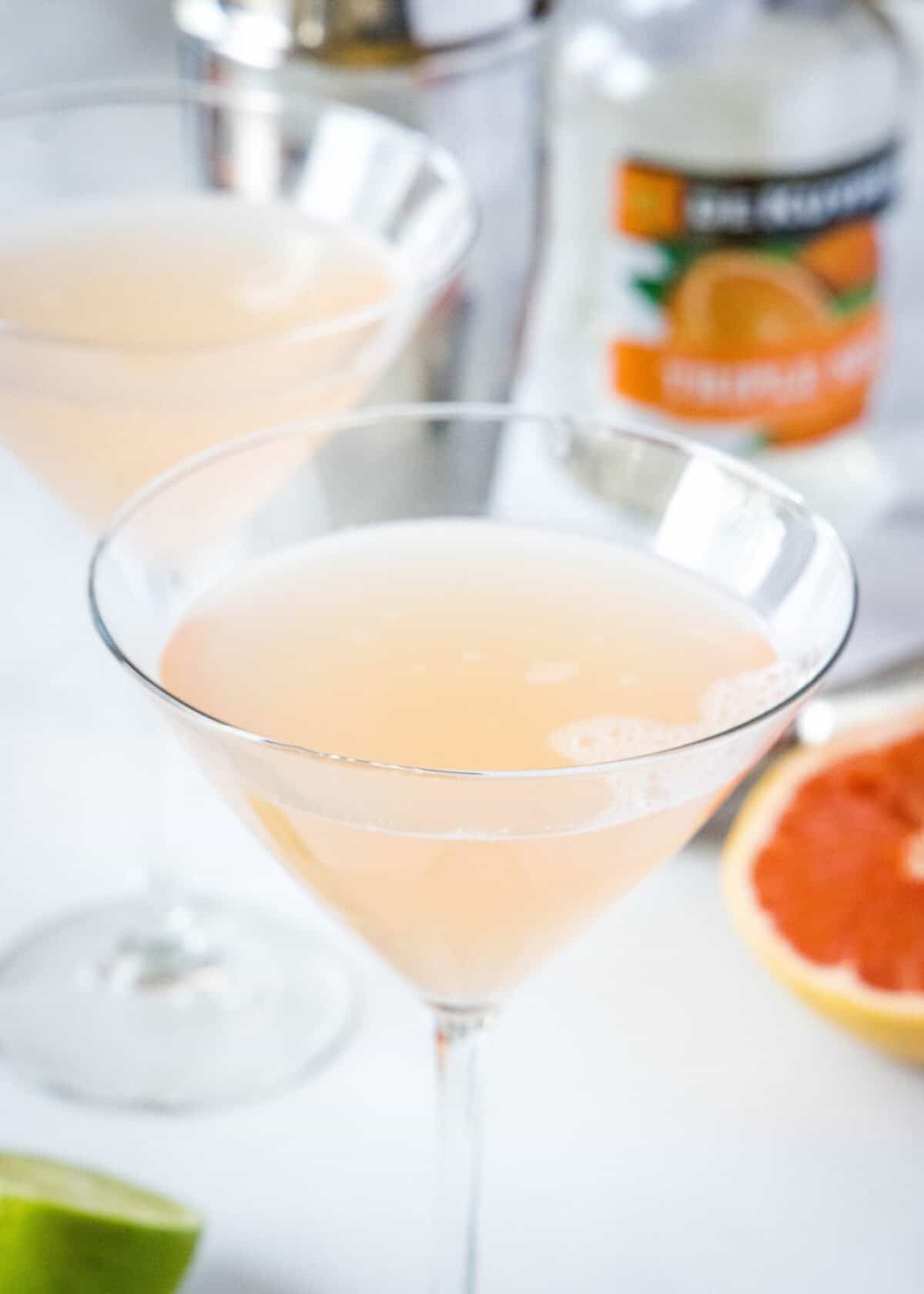 grapefruit martini in a glass