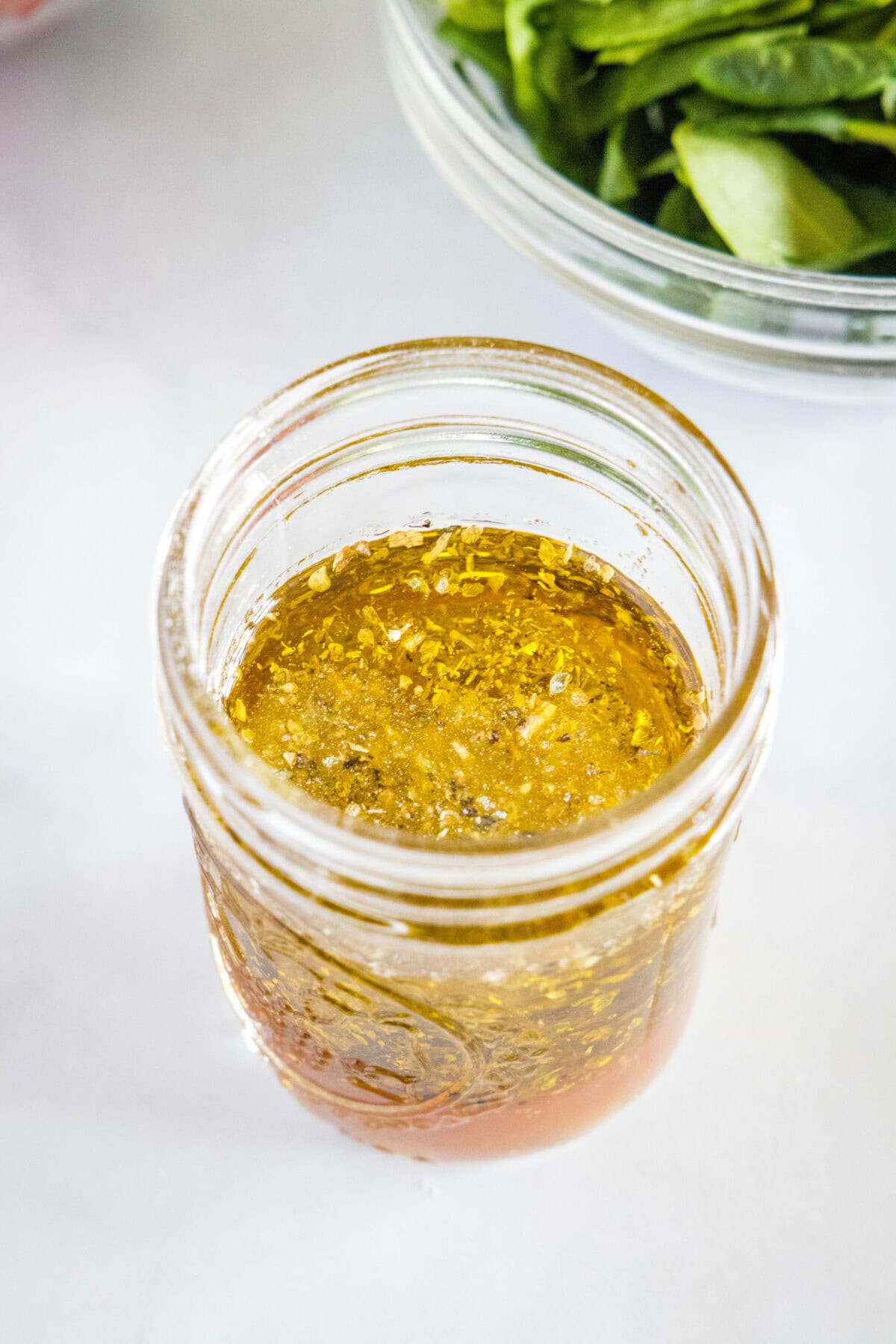 vinaigrette dressing ingredients in mason jar
