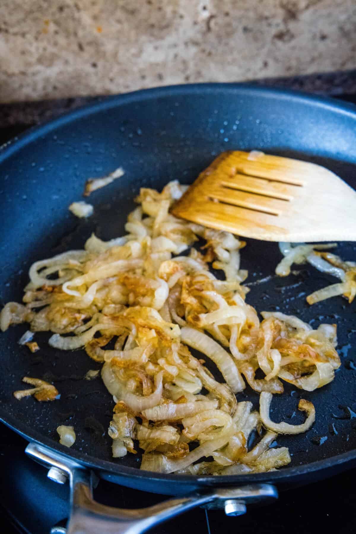 caramelized onions in skillet
