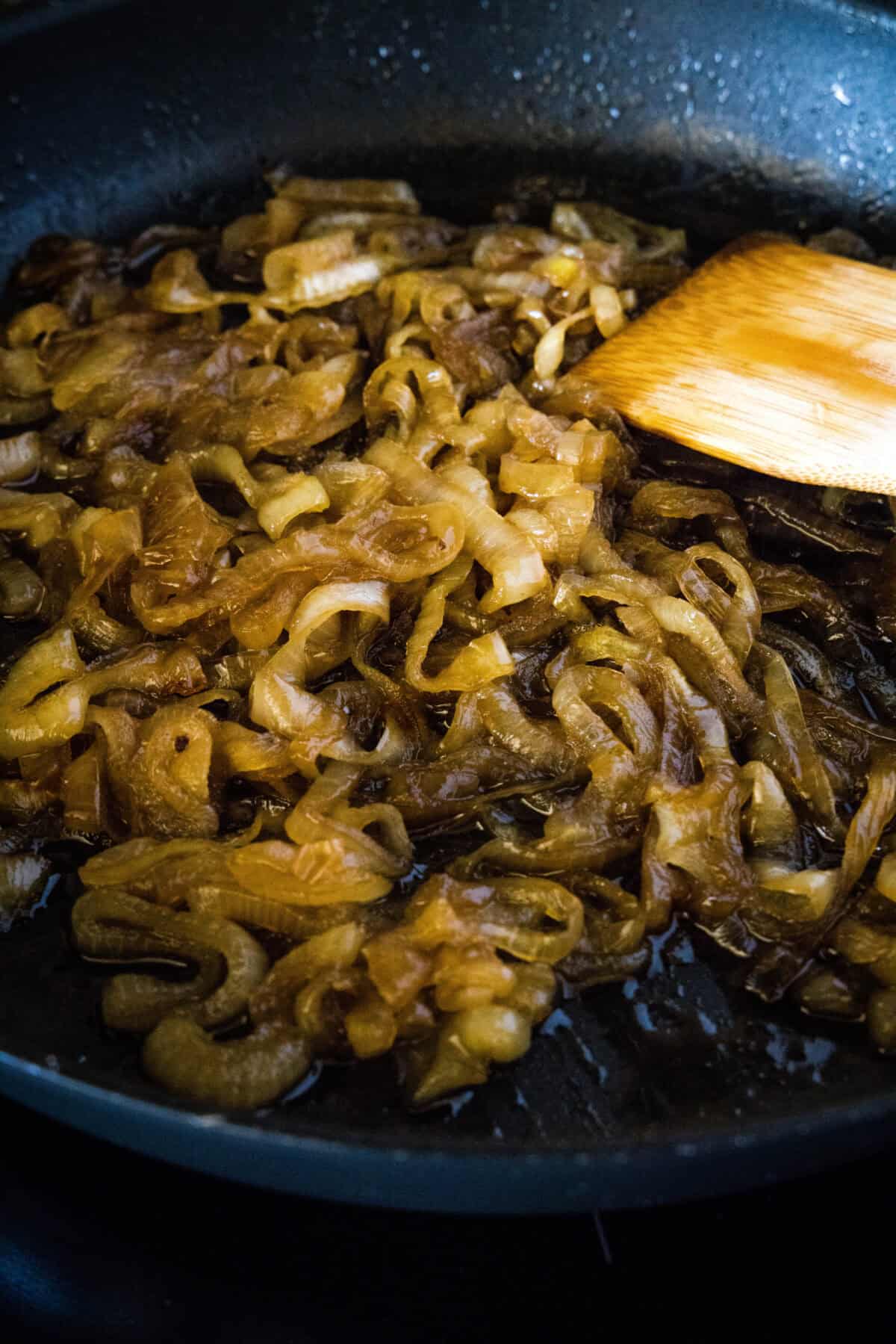 brown sugar caramelized onions in skillet