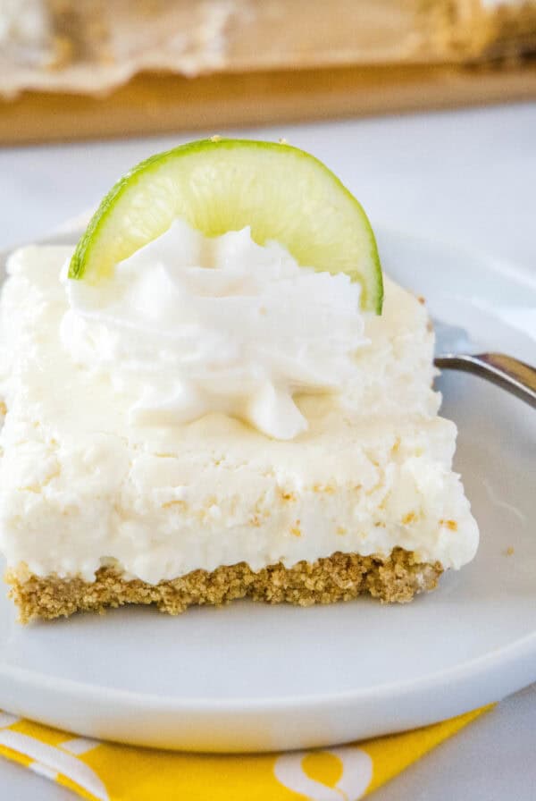 key lime bar on a plate