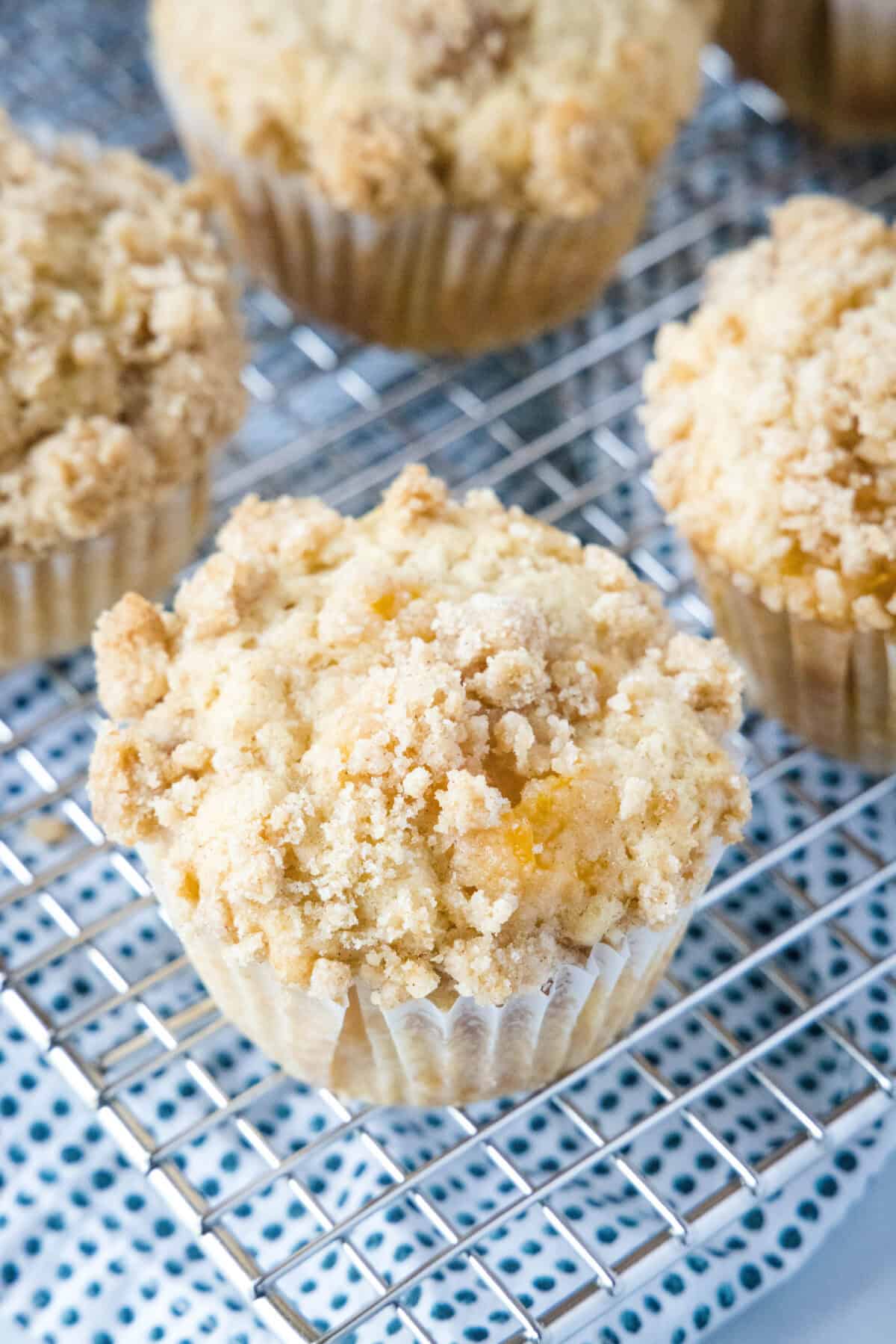 Peach Cobbler Muffins 2_ peach cobbler muffins on cooling rack