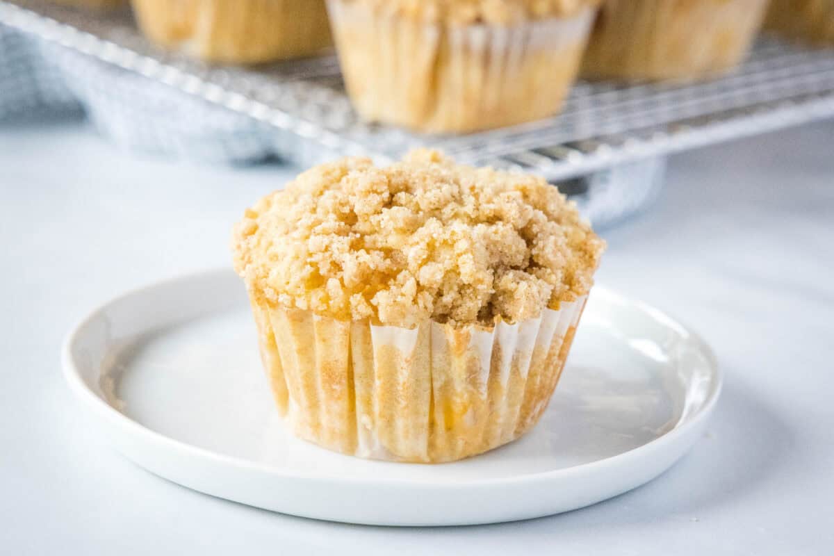 Peach Cobbler Muffins – Soft, cinnamon-spiced muffins filled with juicy peaches and topped with a buttery crumb topping. Easy to make and perfect for breakfast or dessert, they bring all the flavor of peach cobbler in a handheld version.