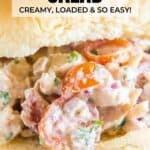 blt chicken salad with text overlay