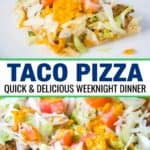 taco pizza collage with text for pinterest