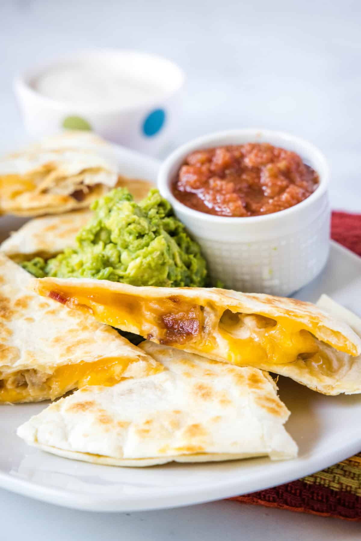 bacon ranch chicken quesadilla on a plate