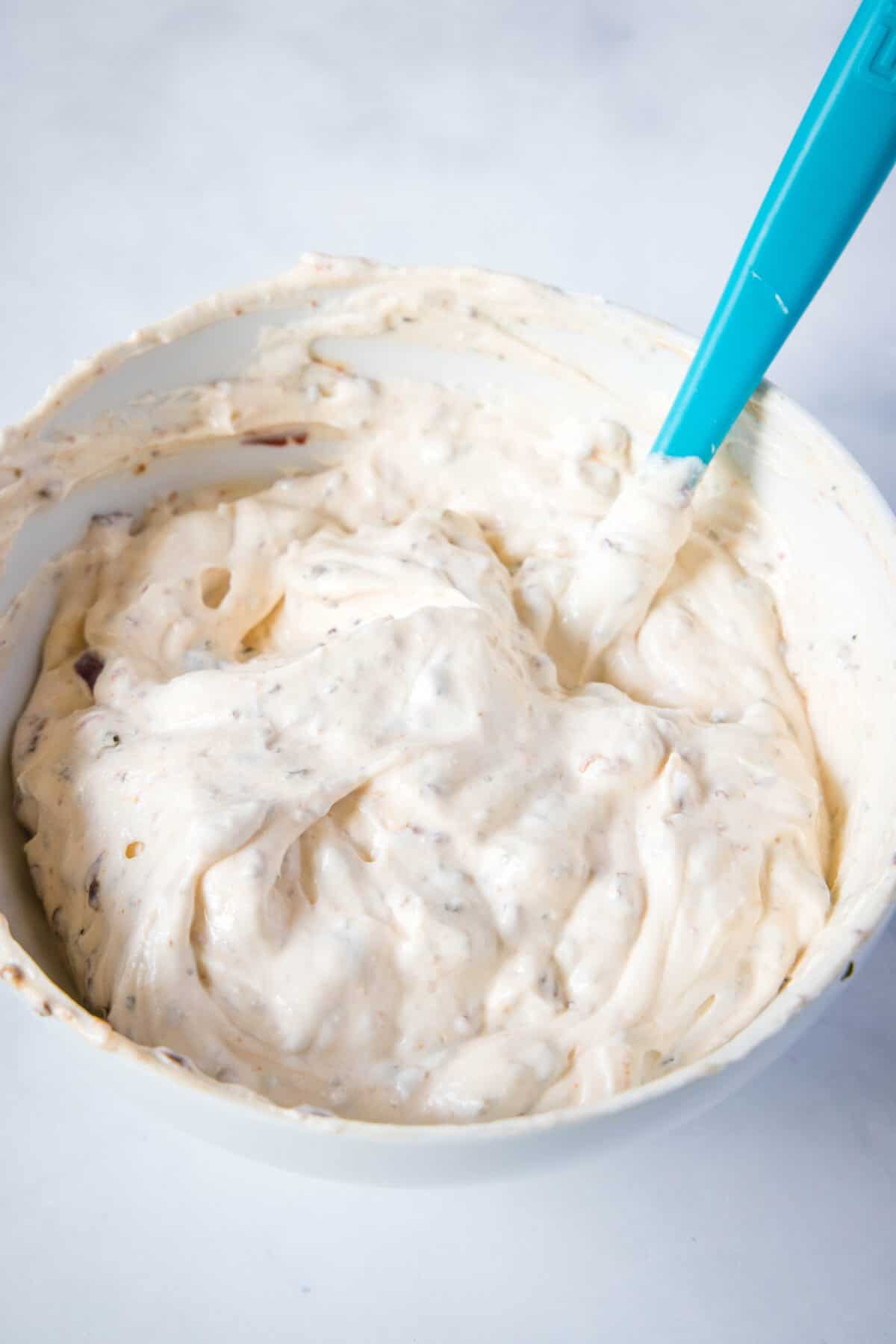 chipotle bacon ranch dip mixed together