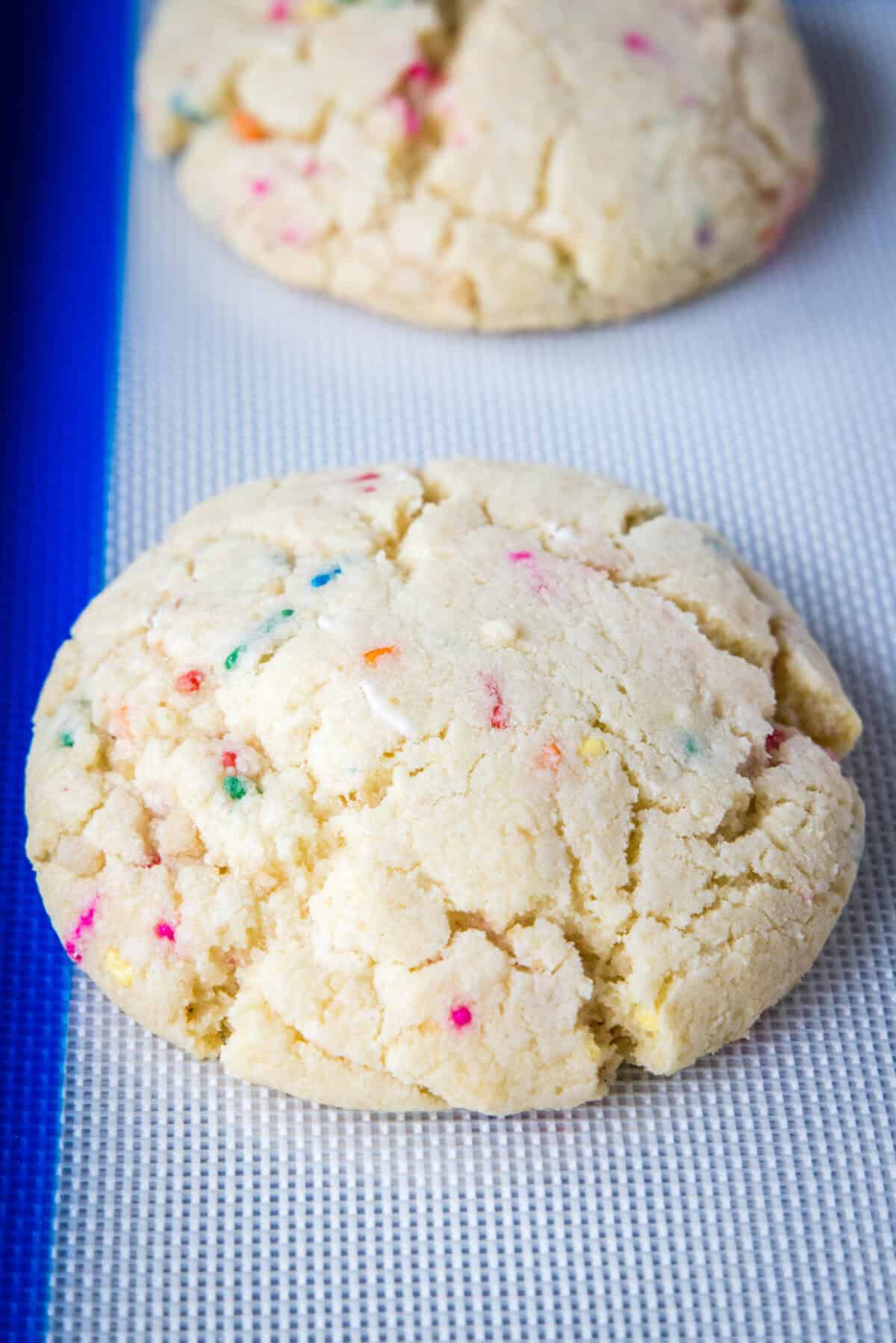 millk bar confetti cookie on baking tray