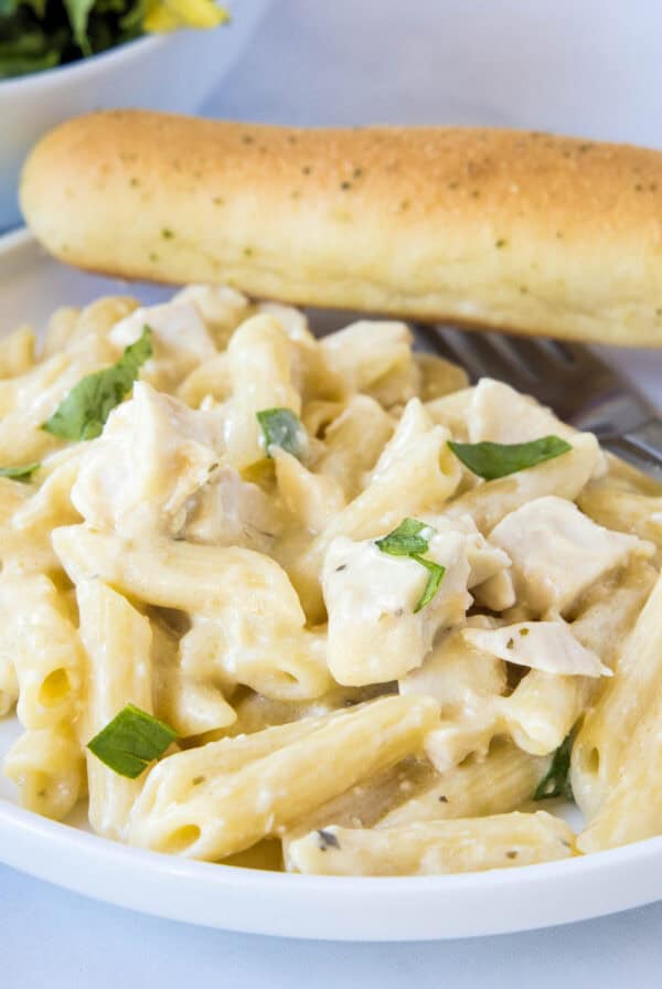 cropped close up olive garden chicken pasta