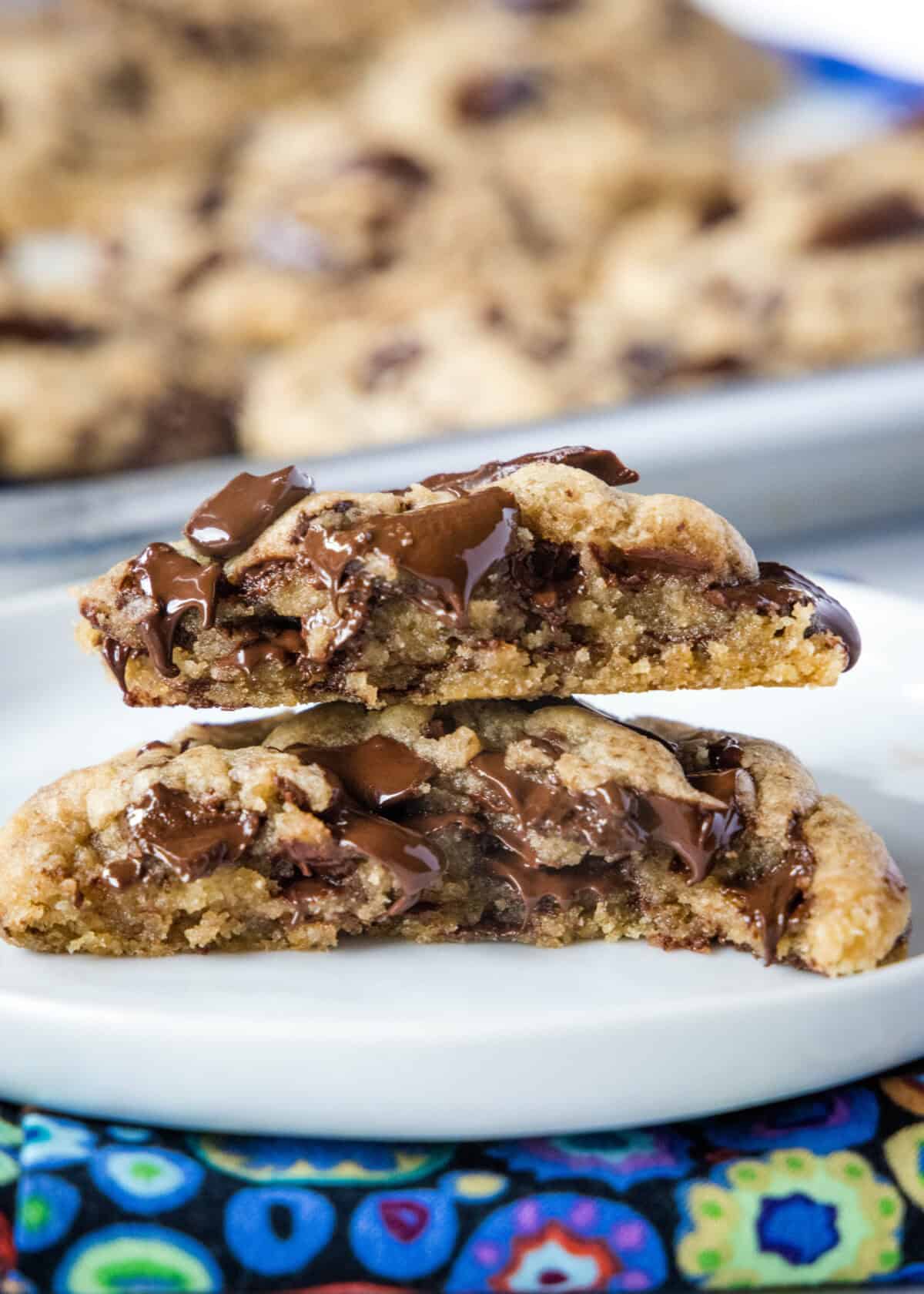 cookie broken in half on a plate