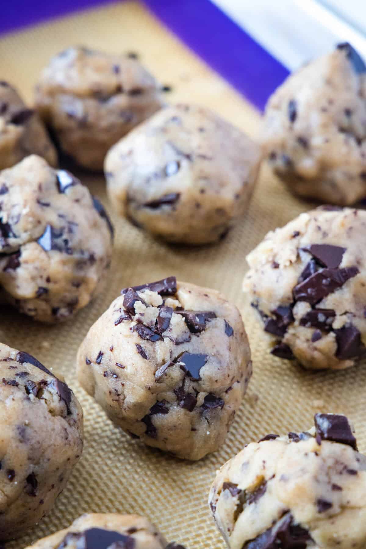 balls of cookie dough ready to be chilled