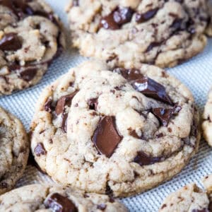 close up bakery style cookies on baking tray
