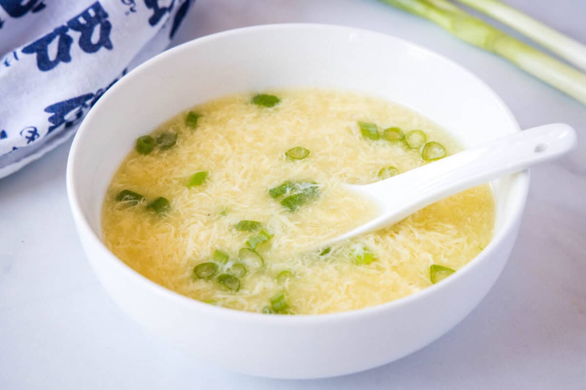 bowl with egg drop soup