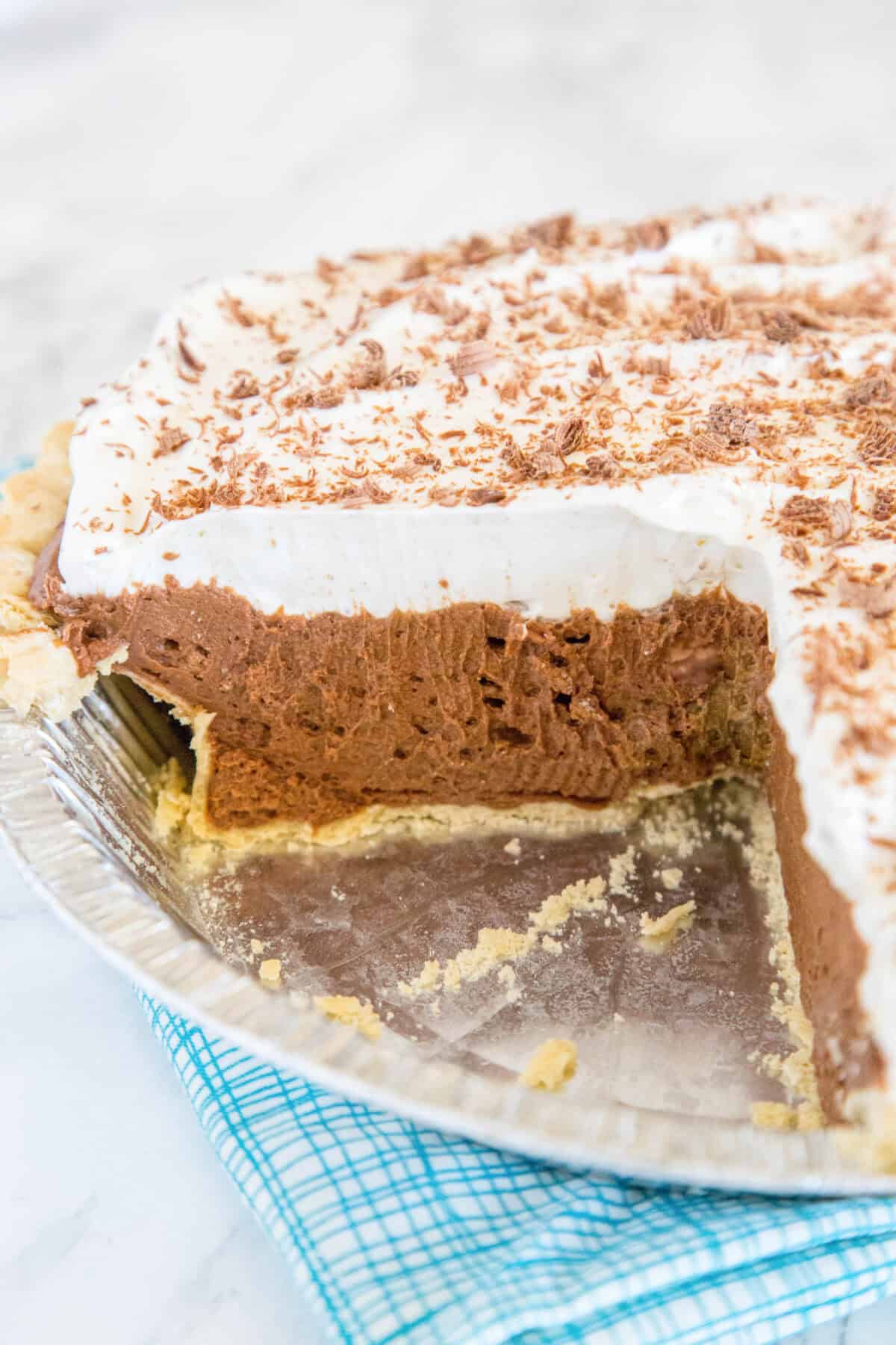 french silk pie in a pie plate