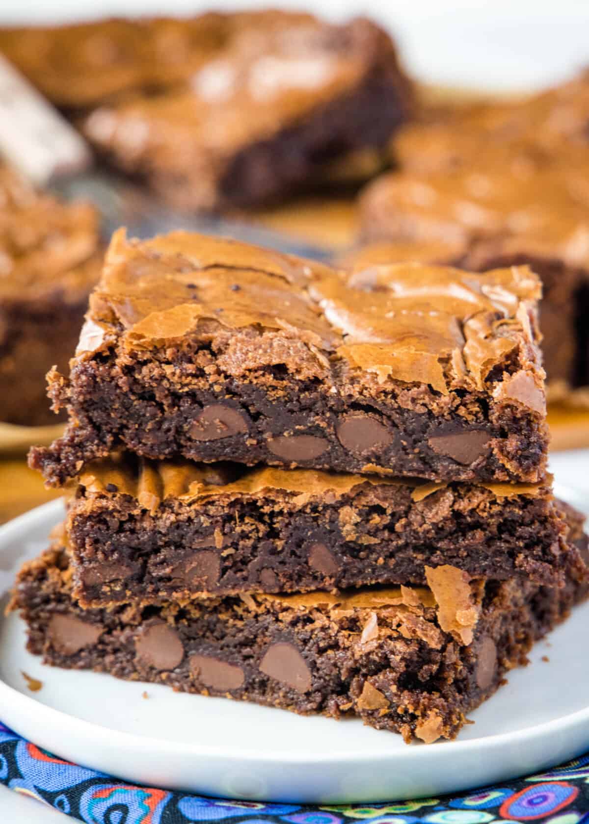 stacked nutella brownies on a plate