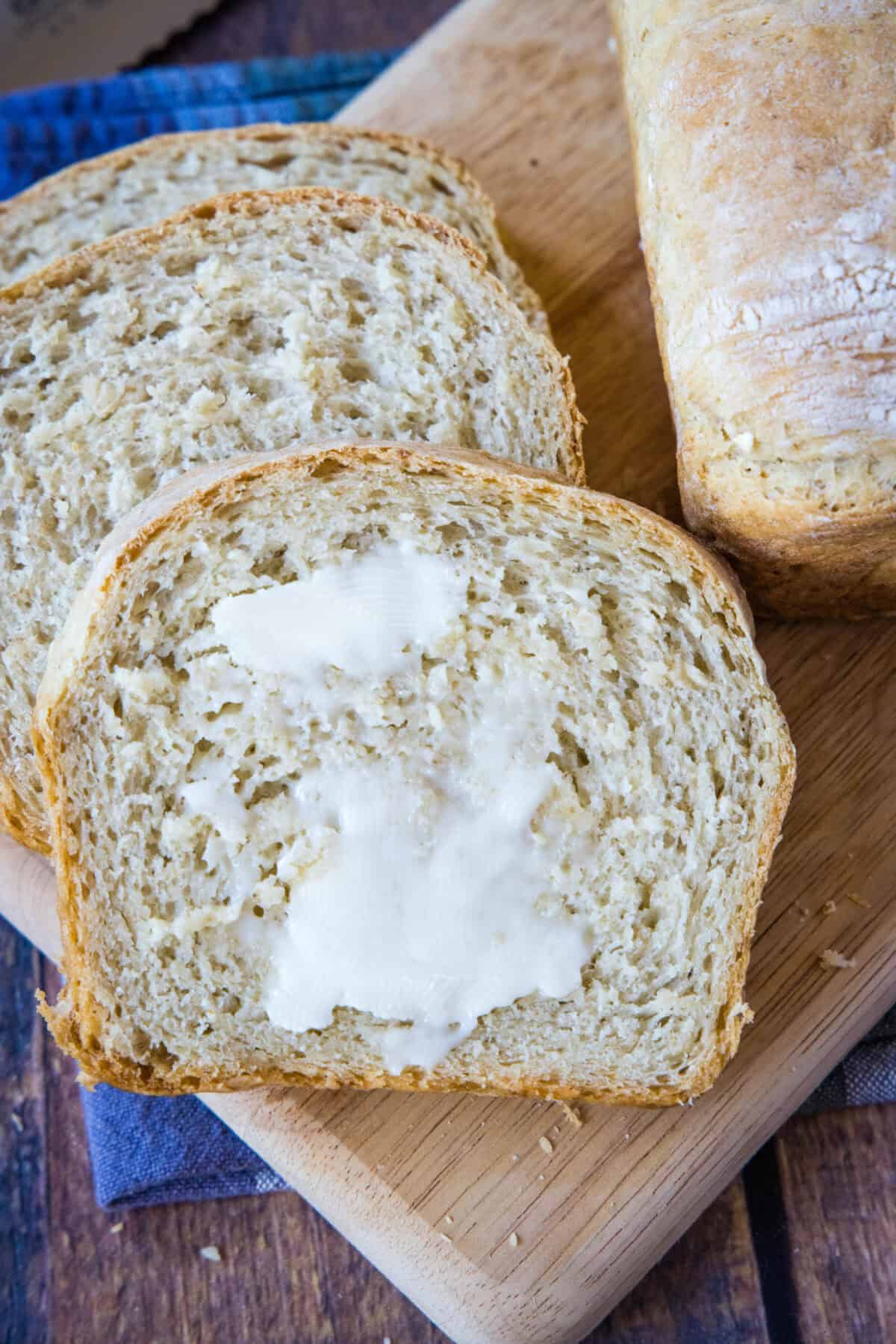 slice oatmeal bread with butter