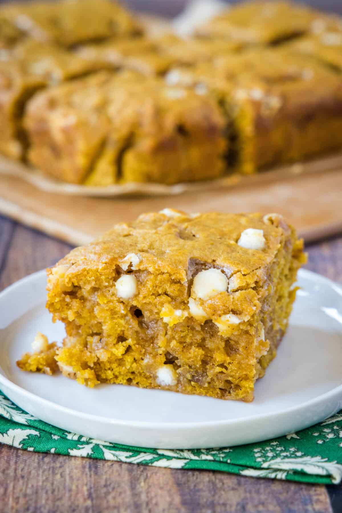 sliced pumpkin blondie on a plate
