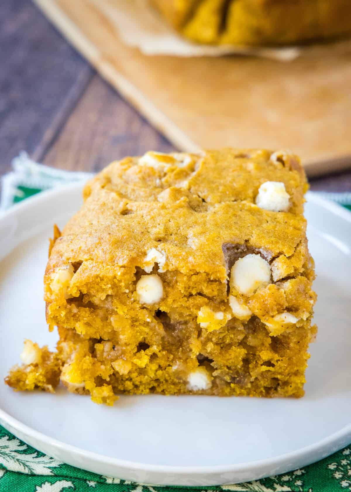 sliced pumpkin blondie on a plate