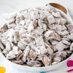 puppy chow in white bowl
