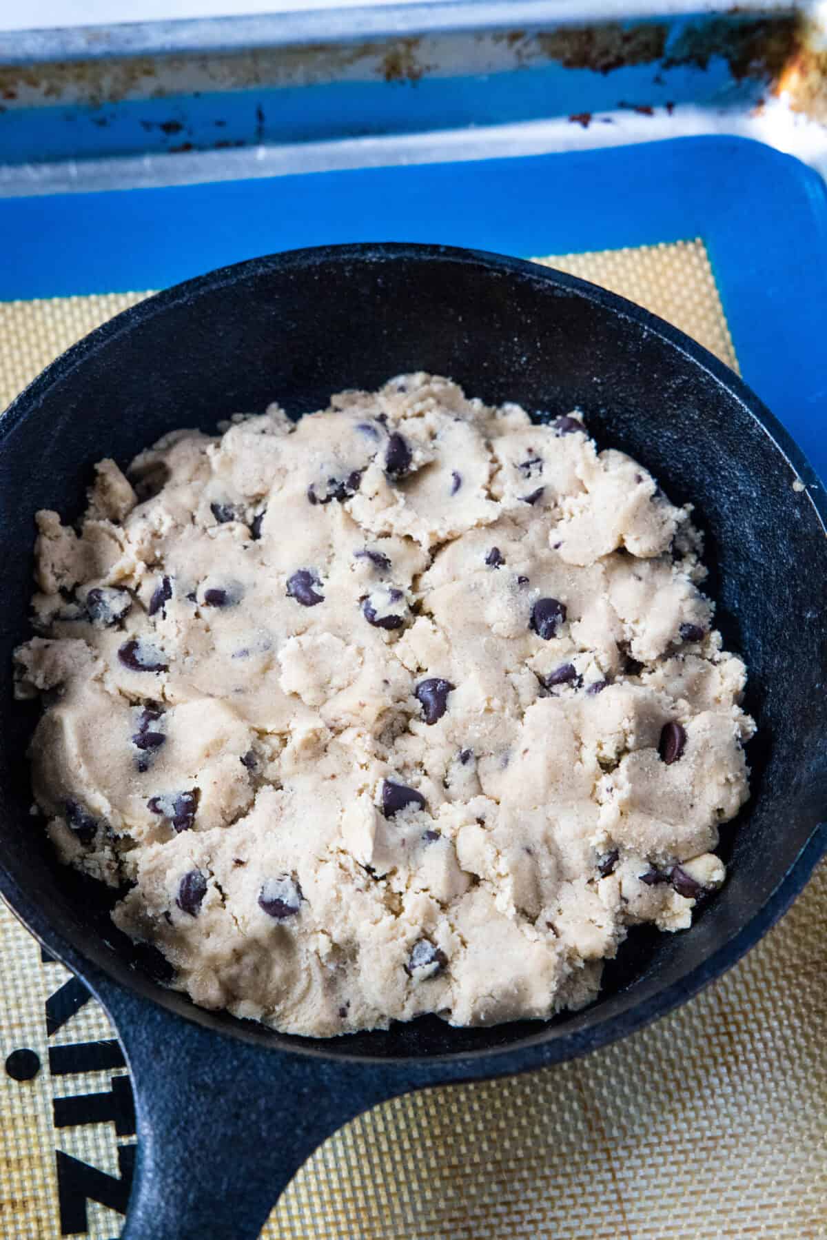 cookie dough in skillet