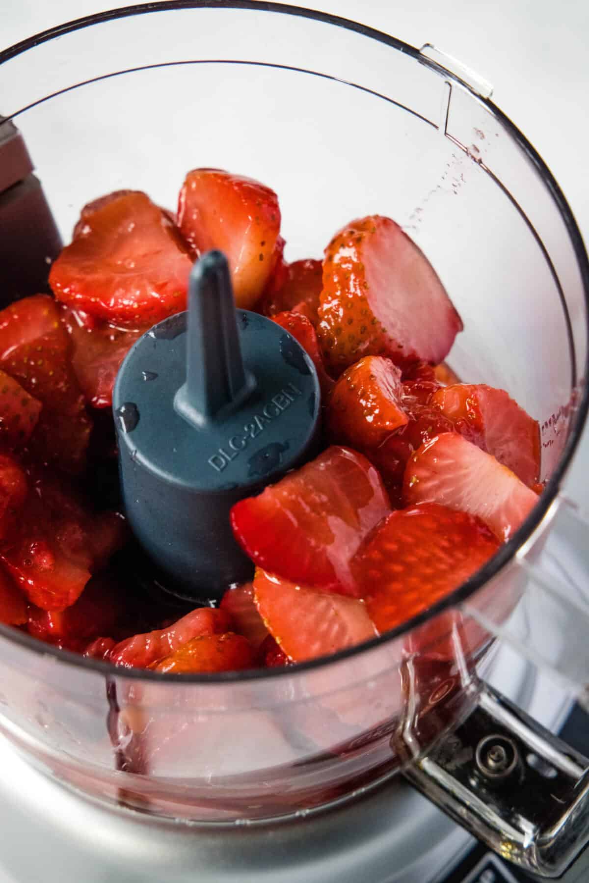 macerated berries in the food processor