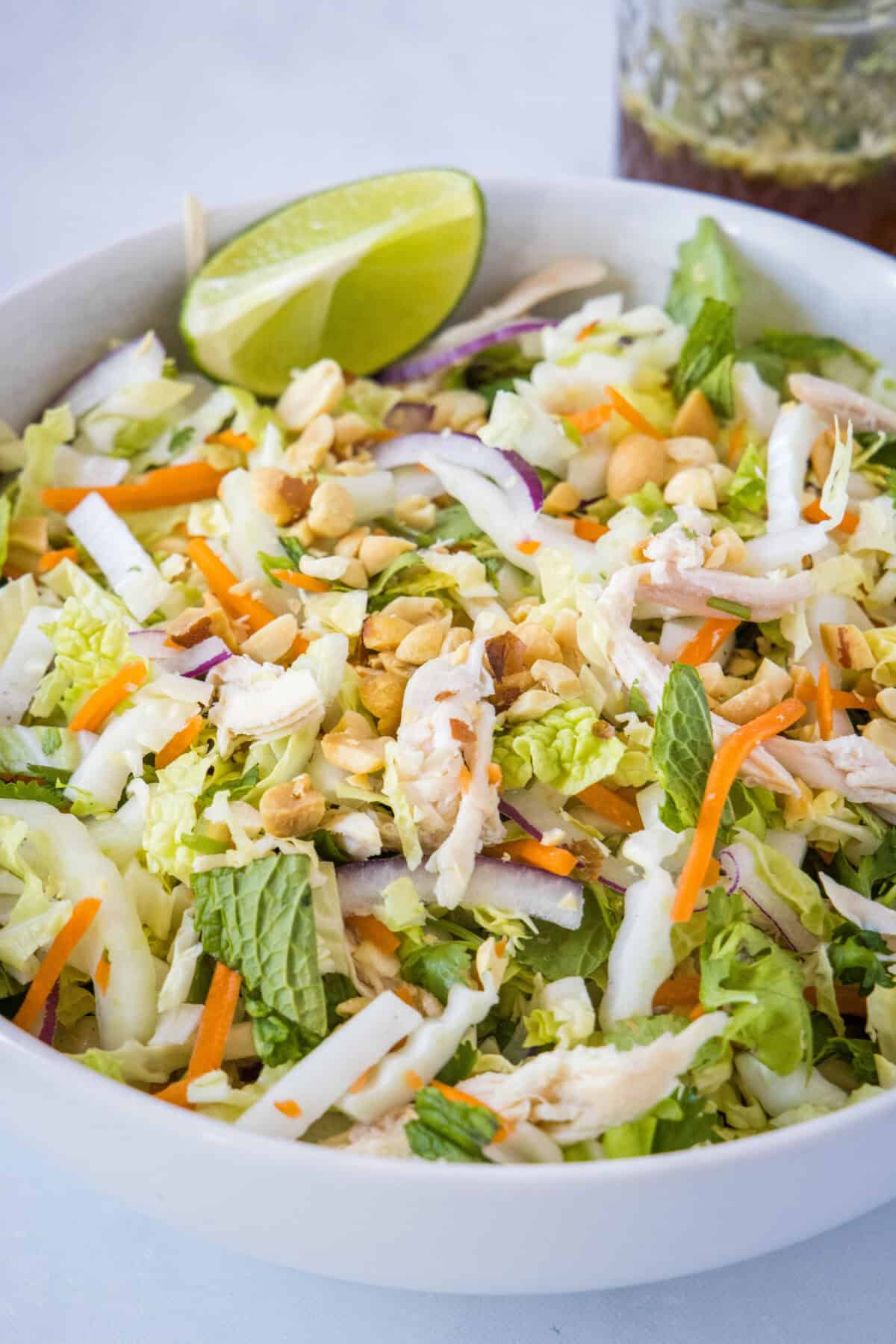 vietnamese chicken salad in serving bowl