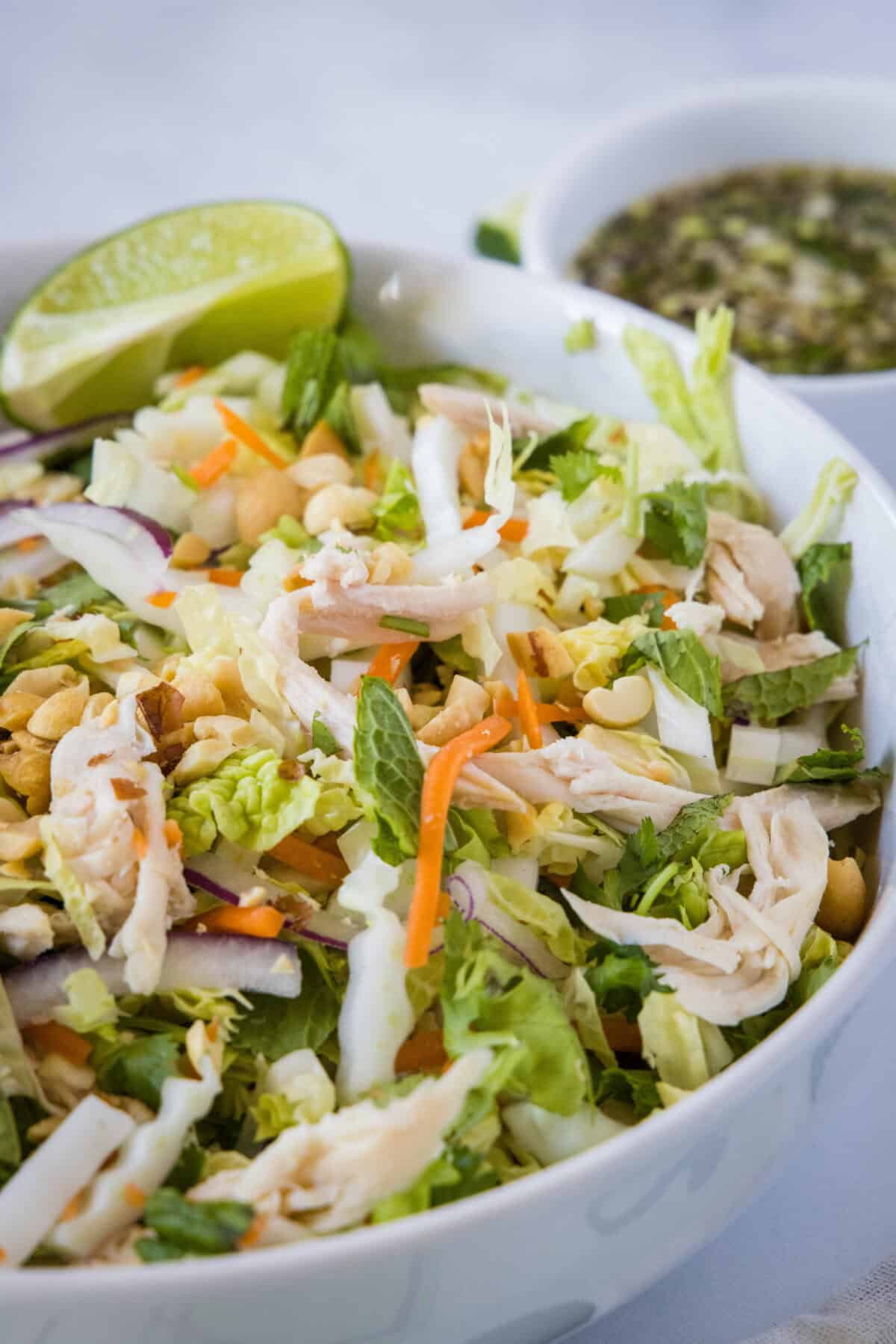 vietnamese chicken salad in a serving bowl