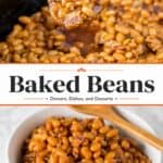 slow cooker baked beans collage with text for pinterest
