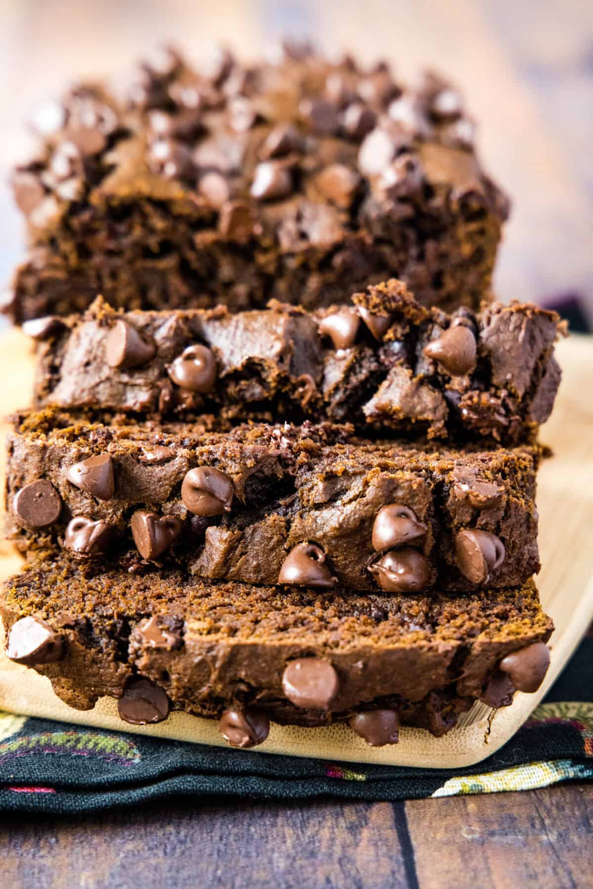 chocolate pumpkin bread slices