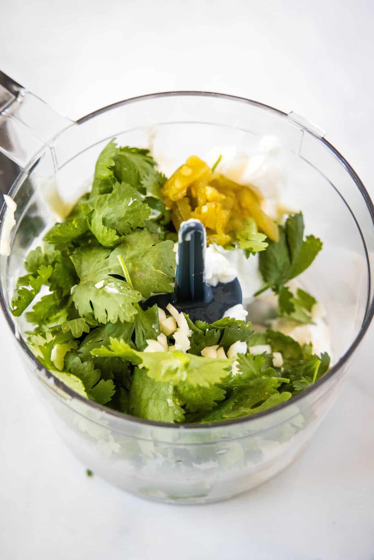 cilantro lime crema ingredients in food processor