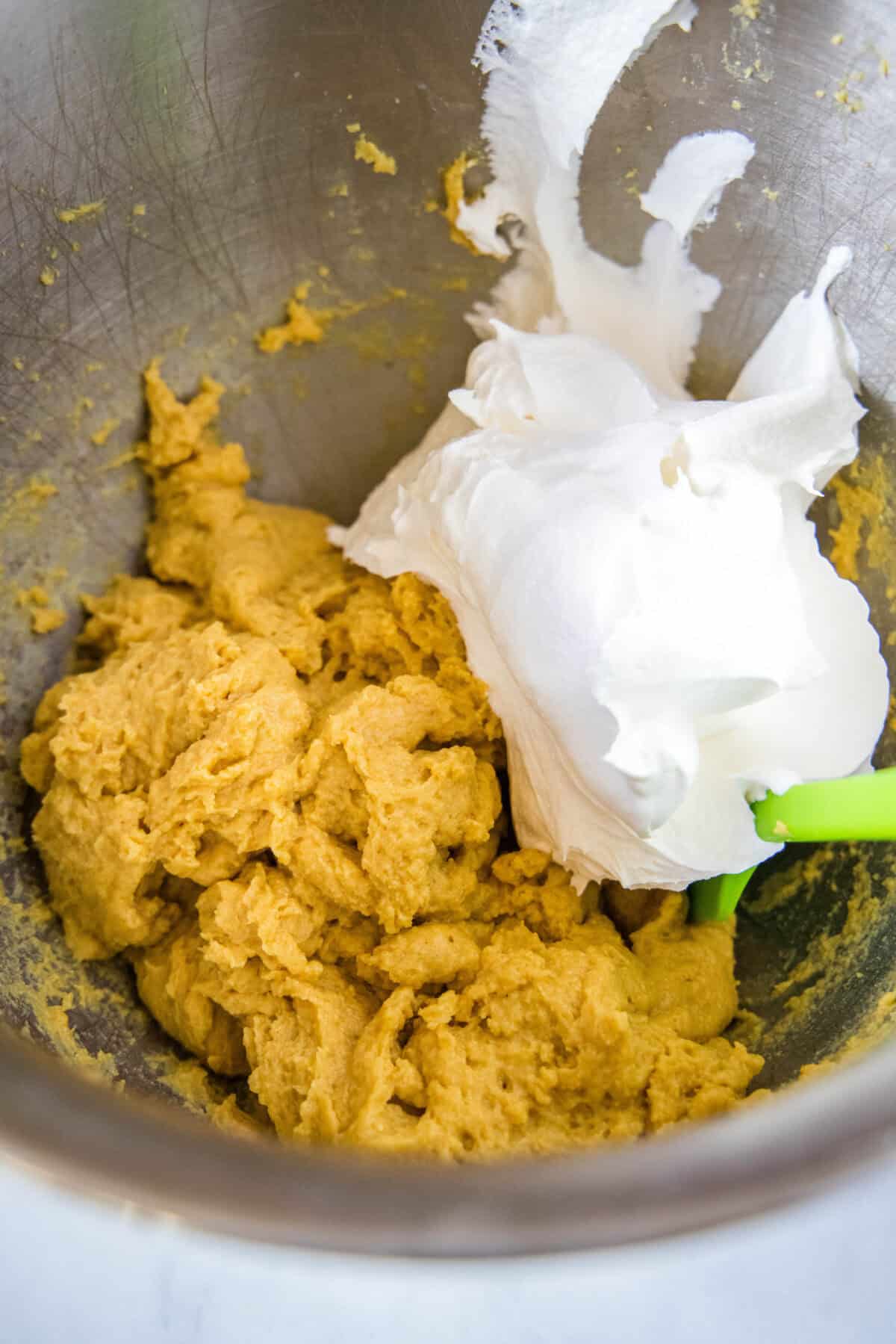 peanut butter pie filling being mixed together