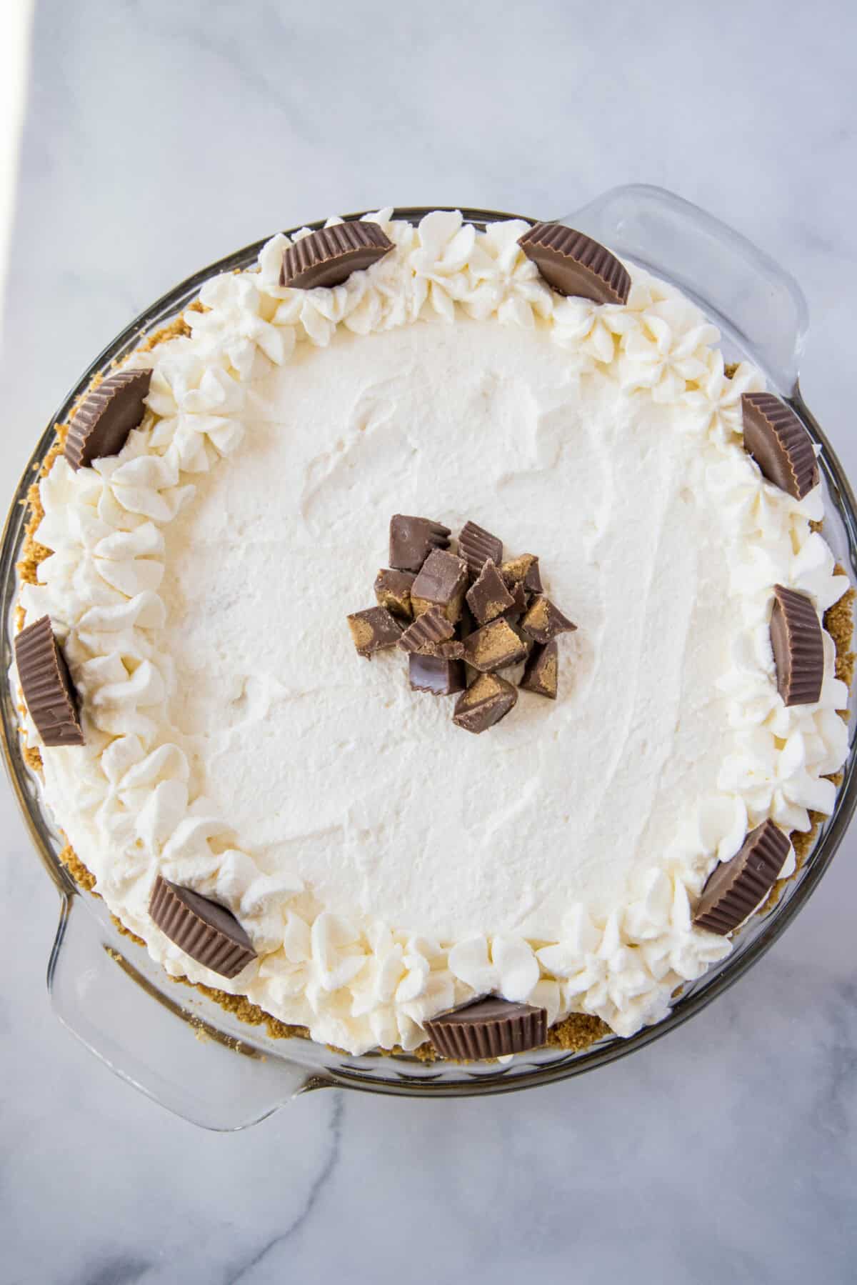 looking down on peanut butter cream pie