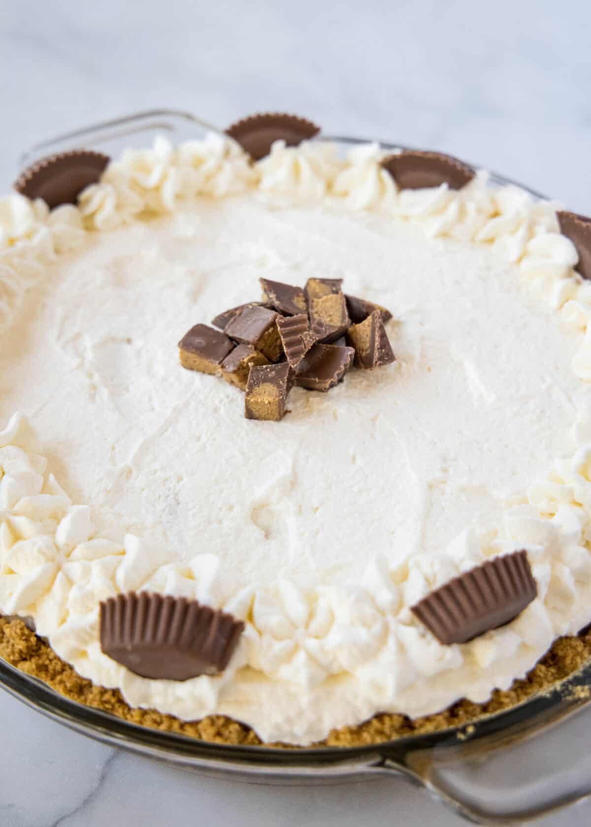 peanut butter cream pie decoraated