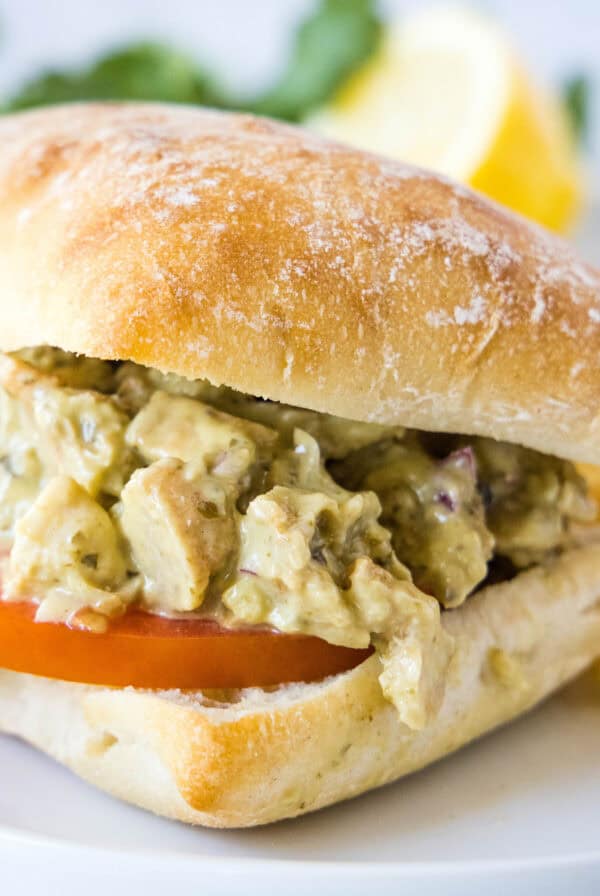 pesto chicken salad sandwich